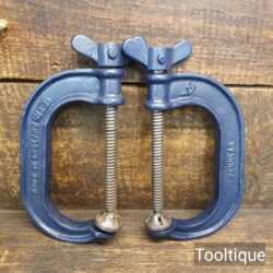 Vintage Pair 4” Pemuvar H&J Woodworking G Clamps - Ready To Use