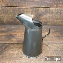 Vintage Metal Tin Oil Jug 8 ½” High In Original Condition