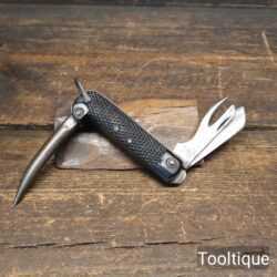 Vintage WW2 1944 Pocket Multitool With 3 Attachments Stamped Broad Arrow