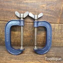 Vintage Record Pair 4” Woodworking G Clamps - Ready To Use