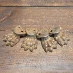 Antique Early 1900's 4 Cast Steel Brass Lion Paw Claw Feet