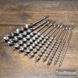 Vintage Selection 11 Woodworking Auger Bits for Brace 1”- ¼” - Sharpened Ready To Use