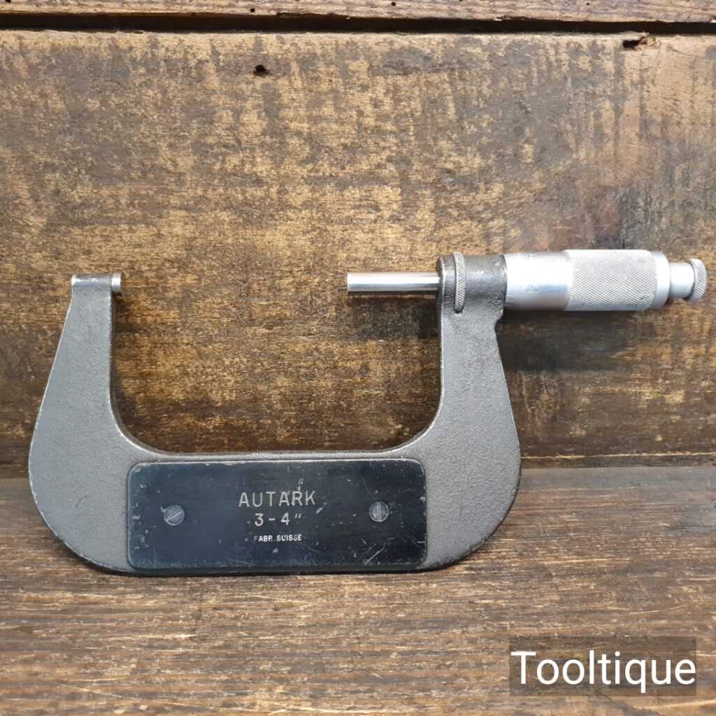 Vintage Swiss Autark Imperial 3-4” Micrometer - Good Condition