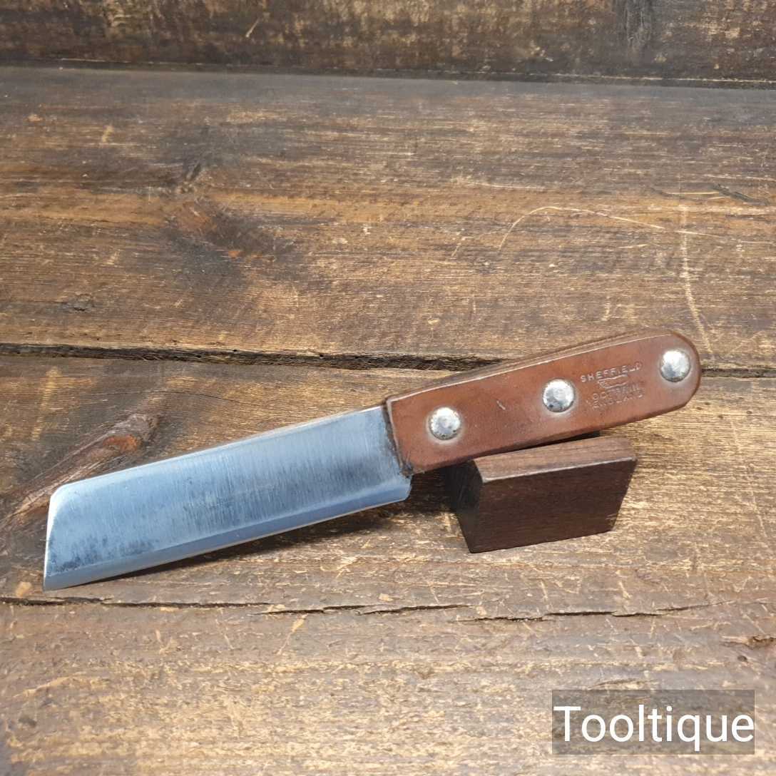 Vintage Footprint Tools Hacking Knife Leather Handle Ready For Use