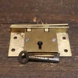 Vintage 3” Antique Half Mortise Chest Brass Box With Lock