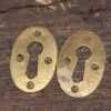 Original Pair Antique Oval Escutcheon Keyhole Plates