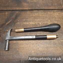 Ornate Antique Small Strapped Claw Hammer Ebony & Brass Handle That Unscrews