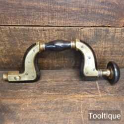 Antique Buck Metallic Ebony Brass Carpenters Brace - Good Condition