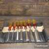 Vintage Selection of 7 No: Marples Shamrock M373 bevel edge chisels in