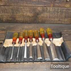 Vintage Selection of 7 No: Marples Shamrock M373 bevel edge chisels in