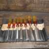 Vintage Selection of 7 No: Marples Shamrock M373 bevel edge chisels in