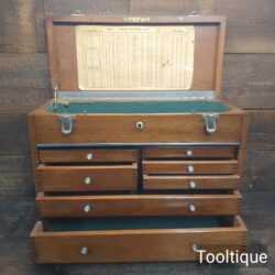 Vintage Neslein Engineers Machinist Wooden Tool Chest with Key - Good Condition