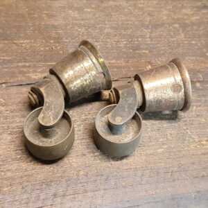 Vintage Pair Of Brass Socket Castors