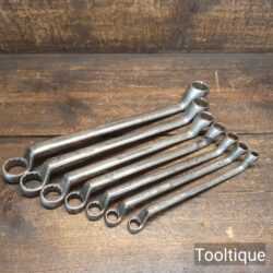 7 No: Vintage Bedford Vanadium 1/8”-9/16” Whitworth Sized Ring Spanner Set