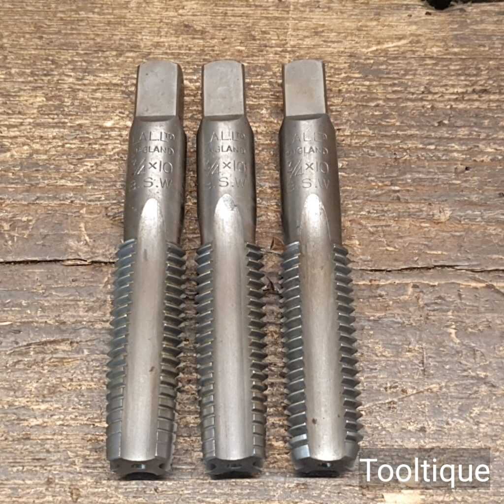 Vintage Set of 3 No: LALL td England 3/4 BSW x 10 Taps Good Condition