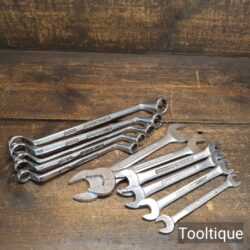 Vintage Selection of 11 No: Gordon Tools Metric Open End & Ring Spanners