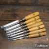 Scarce Vintage Set 7 No: Marples Shamrock Incannel Gouge Chisels - Fully Refurbished