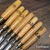 Scarce Vintage Set 7 No: Marples Shamrock Incannel Gouge Chisels - Fully Refurbished