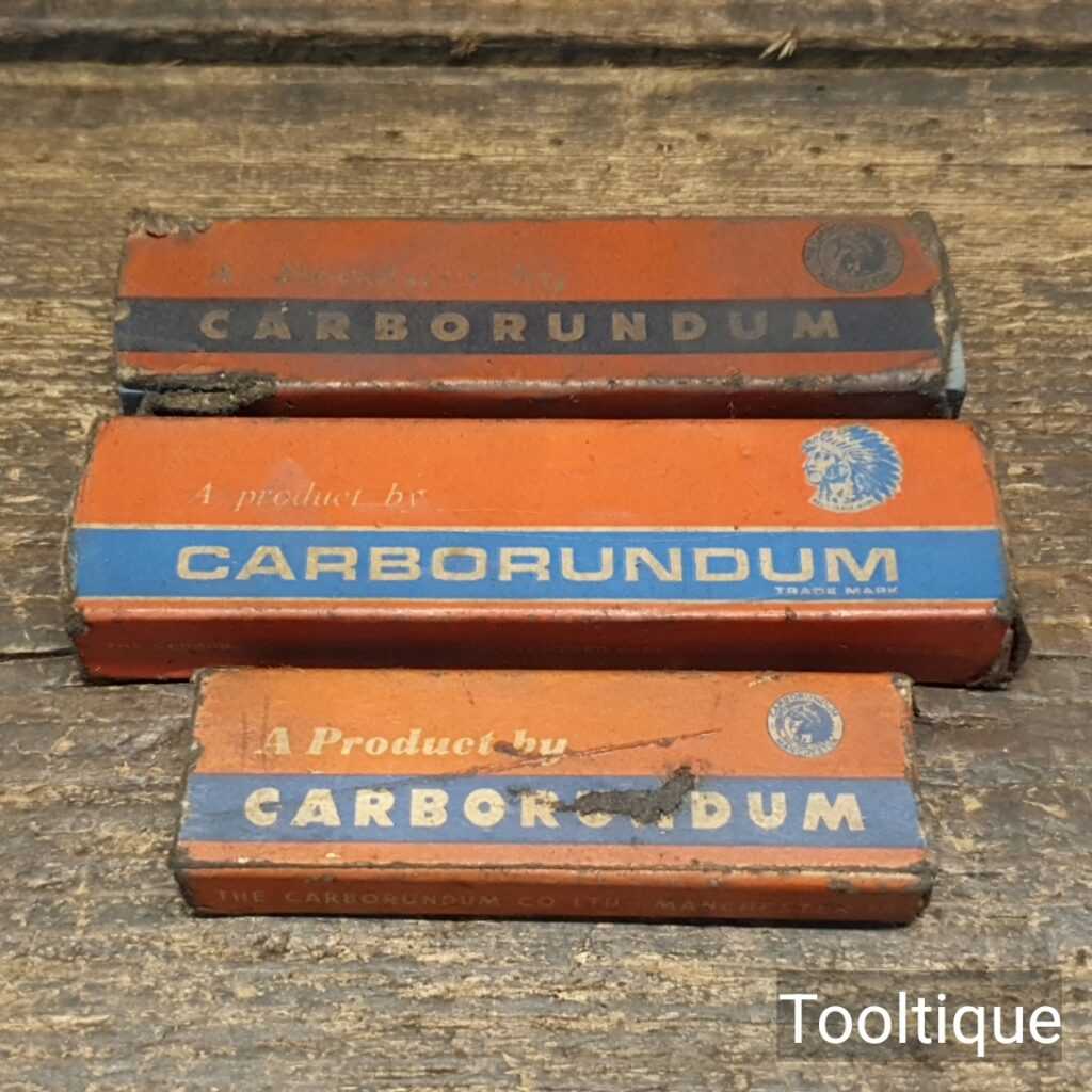 3 No: Vintage Carborundum Medium Grit Sharpening Stones - Good Condition