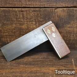 Vintage Rosewood & Brass Carpenters 6” Set Square - Good Condition