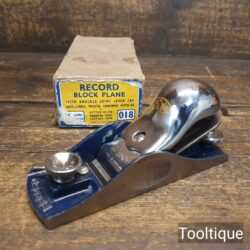 Crisp Boxed Vintage Record No: 018 Knuckle Cap Adjustable Throat Block Plane