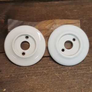 Pair Of Frelan Hardware White Porcelain Door Knob Backplates