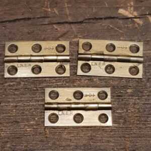 3 No: Vintage LNER Railway Brass Hinges - Good Used Condition