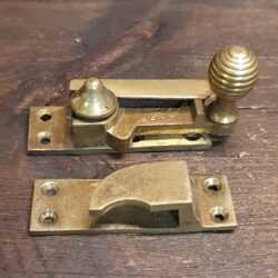 Antique Victorian Brass Reeded RAILWAY Sash Window Fastener