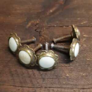 5 No: Decorative Vintage Porcelain & Brass Flower Door Knobs 5 No: Decorative Vintage Porcelain & Brass Flower Door Knobs