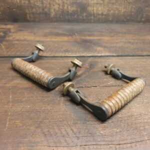 Vintage Pair Cast Iron And bobbin Turned Wooden Tray Handles
