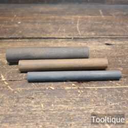 3 No: Vintage Various Grit Round Slip Stone - Good Condition
