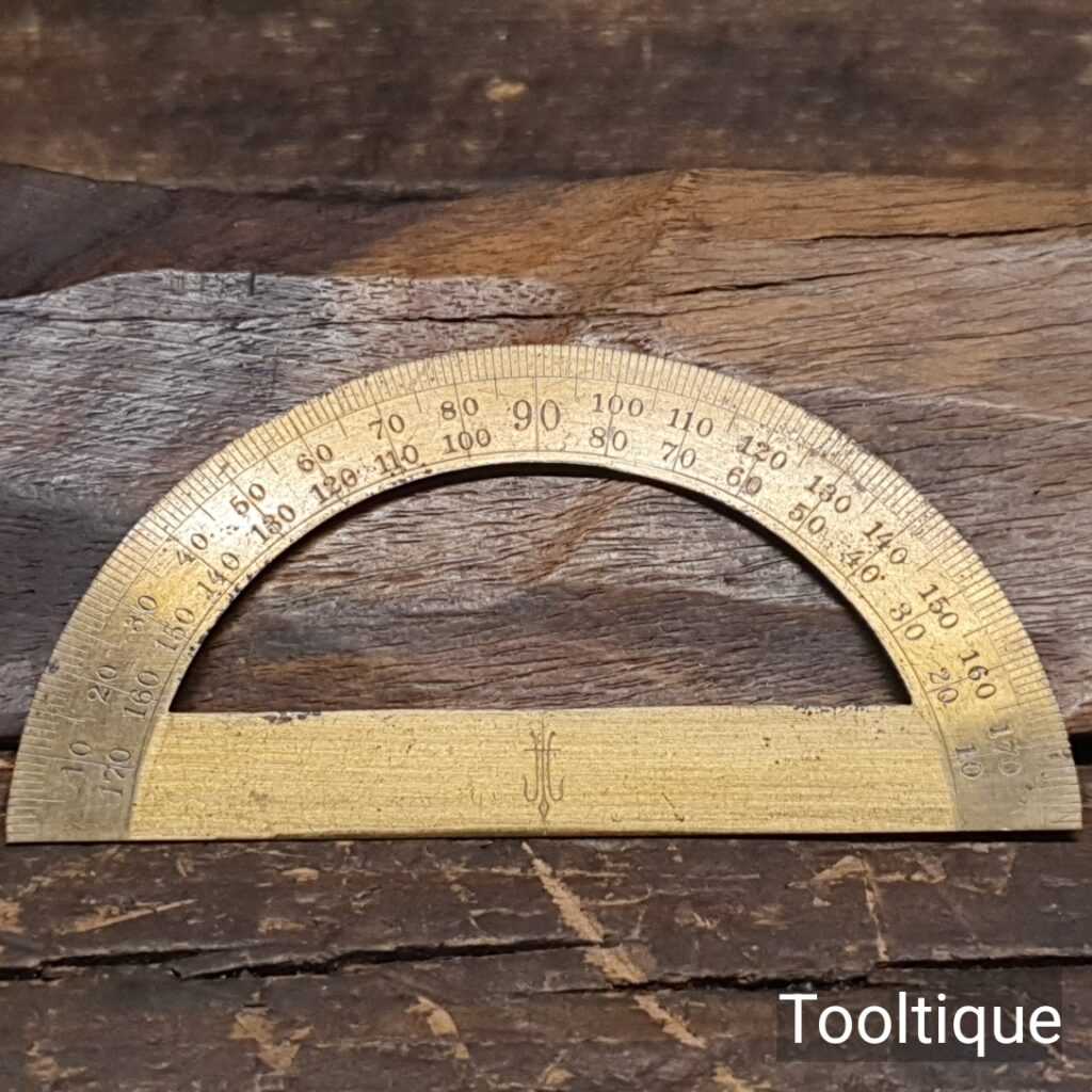 Crisp Vintage Brass Protractor Original Coating Good Condition
