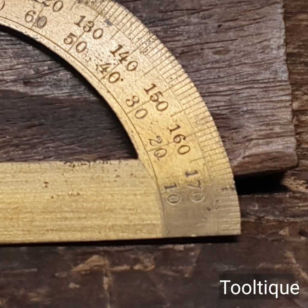 Crisp Vintage Brass Protractor Original Coating Good Condition
