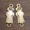 2 No: Vintage Brass Flat Swing Keyhole Escutcheon