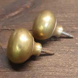 Vintage Pair of Brass 1 ½” Wide Cabinet Knobs with Screw Stems Vintage Pair of Brass 1 ½” Wide Cabinet Knobs with Screw Stems