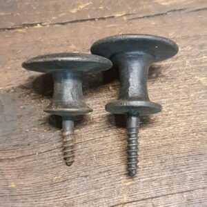 Vintage Pair of Cast Steel Cabinet Door Knobs or Picture Holders Vintage Pair of Cast Steel Cabinet Door Knobs or Picture Holders