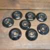 8 No: Vintage Frelan Hardware Black Porcelain Door knob Backplates