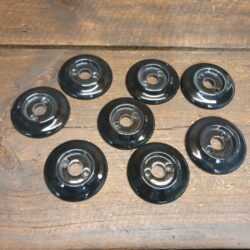 8 No: Vintage Frelan Hardware Black Porcelain Door knob Backplates