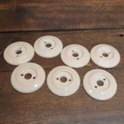 7 No: Vintage Frelan Hardware White Porcelain Door Knob Backplates