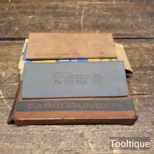 2 No: Vintage Boxed India & Carborundum Fine Medium Grade Honing Stones