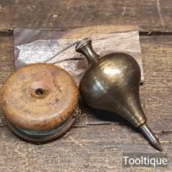 Vintage Edward Preston No: 7 Steel Tipped Brass Plumb Bob & Wooden Reel