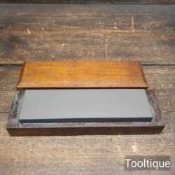 Vintage Carborundum Sharpening Oil Stone In Mahogany Box