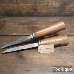 Vintage Cast Steel Pair Of 3/8” + ¼” Pigsticker Mortice Chisels - Ready To Use
