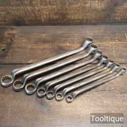 Vintage Set of 7 No: Bedford Vanadium Whitworth Ring Spanners - Refurbished
