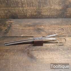 Antique 19th Century Steel Scissor Type 13” Round Tongs - Good Condition
