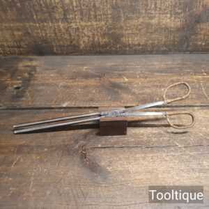 Antique 19th Century Steel Scissor Type 13” Round Tongs - Good Condition