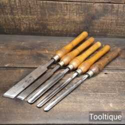 5 No: Good Vintage Woodturning Chisels - Refurbished Ready For Use