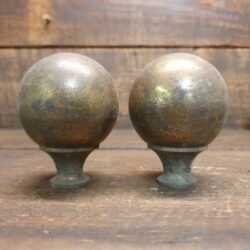 Antique 2” Pair of Cast Brass Round Bed Knobs