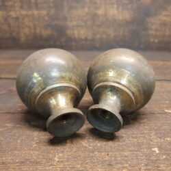 Antique Pair Round Cast Brass Bed Knobs