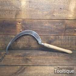 Vintage J. Harrison No: 2 Gardeners Sickle with Ash Handle - Sharpened
